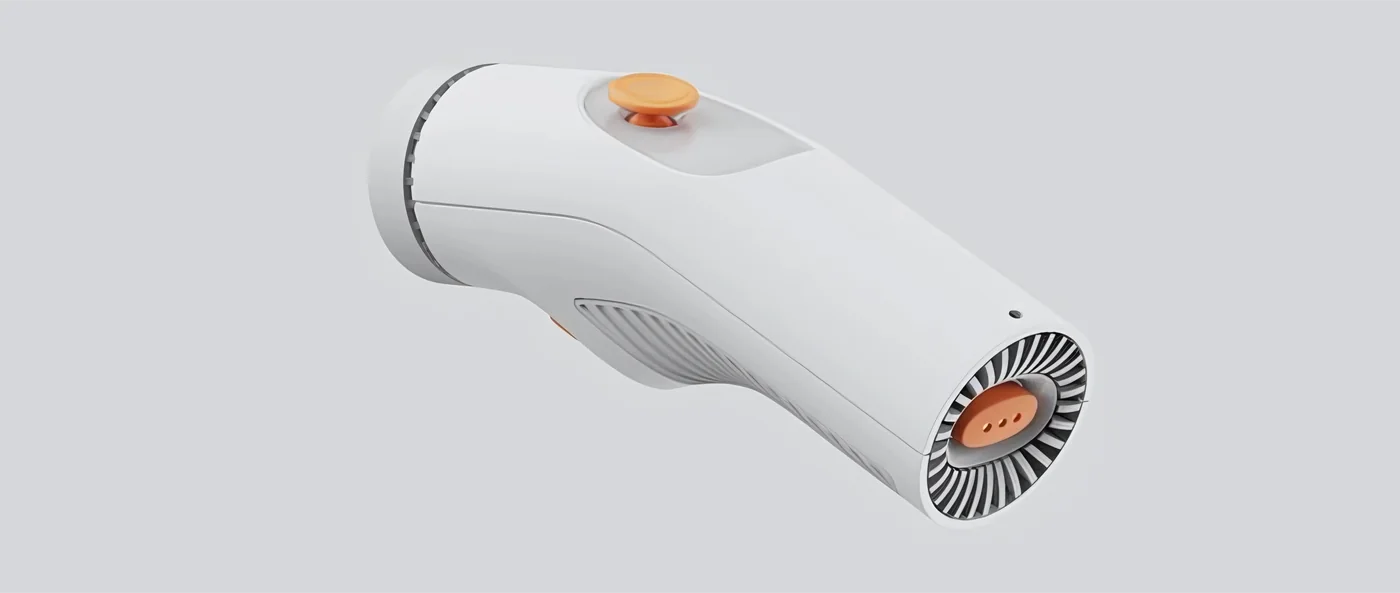 Moodboard — white vacuum with orange accent