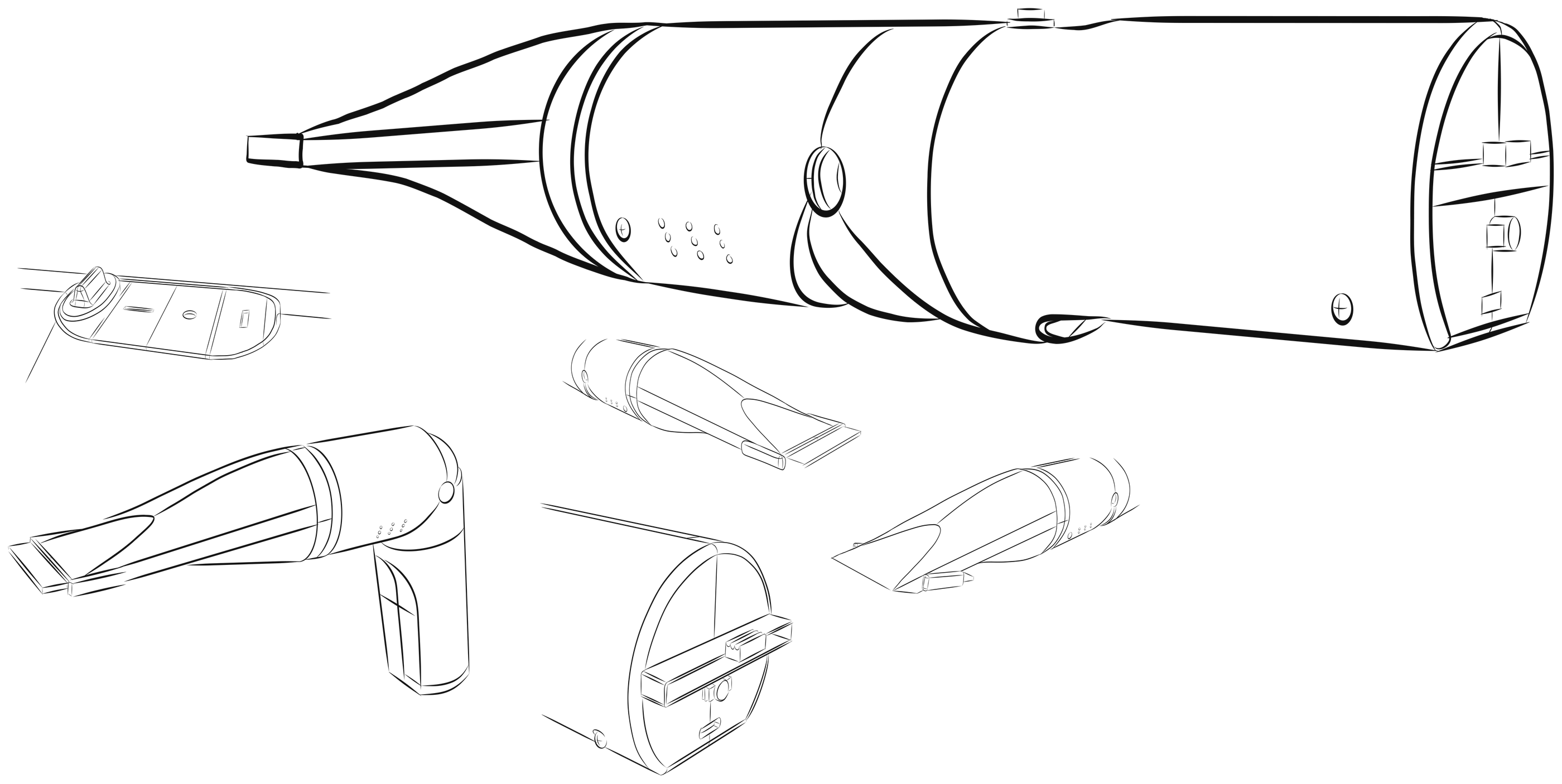 Line sketches of the Dasox vacuum and its attachments
